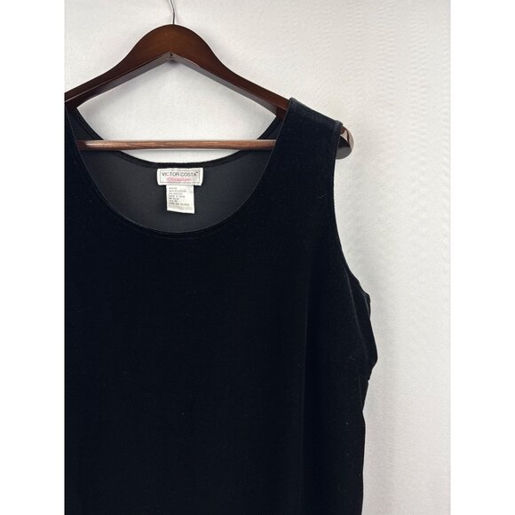Women’s Victor Costa 1X Black Velvet Sleeveless Blouse - Picture 2 of 4
